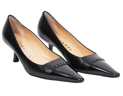 chanel black patent pumps|Chanel pumps heels.